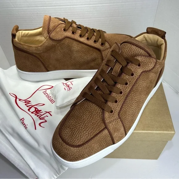 CHRISTIAN LOUBOUTIN RANTULOW ORLATO SNEAKERS BROWN GRAINED SUEDE SZ 44/11 NEW